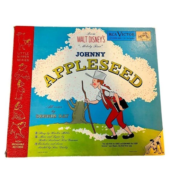 VINTAGE RARE WALT DISNEYS JOHNNY APPLESEED MULTI RECORDS STORYBOOK COLLECTOR - Picture 1 of 10